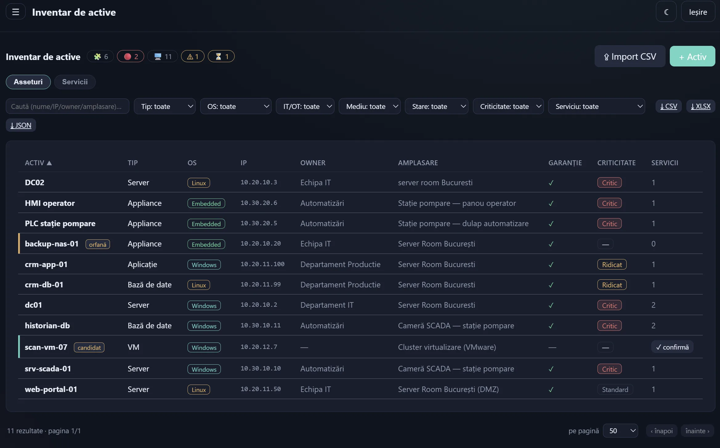 SafeNIS2 — Inventar de active